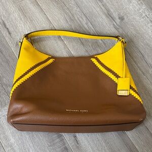 Michael Kors Karson Large Leather Shoulder Bag Luggage Citrus NWT